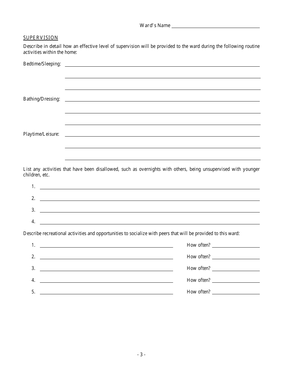 Form CFS685 Wards Supervision Plan - Illinois, Page 3
