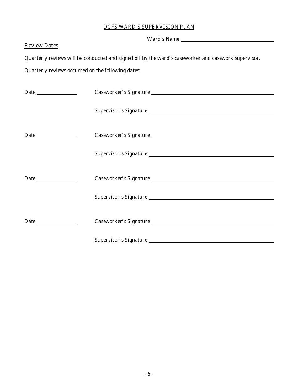Form CFS685 Wards Supervision Plan - Illinois, Page 6