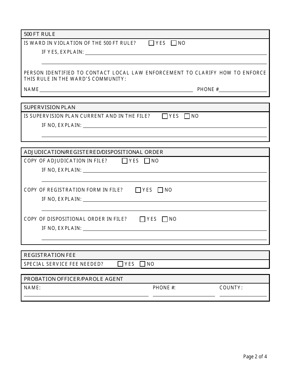 Form CFS685-1 Adjudicated Sex Offender / Adult Registry Staffing Checklist - Illinois, Page 2