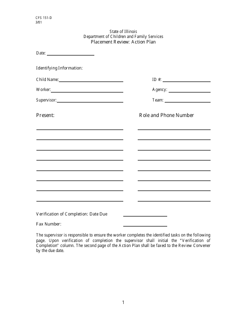 Form CFS151-D  Printable Pdf