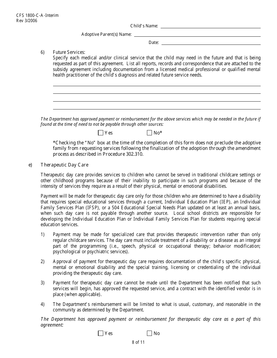 Form CFS1800-C-A-INTERIM Interim Adoption Assistance Agreement - Illinois, Page 8