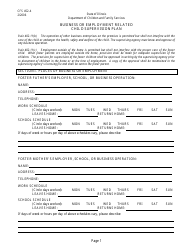 Form CFS452-4 Business or Employment Related Child Supervision Plan - Illinois