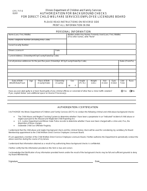 Form CFS717-E  Printable Pdf
