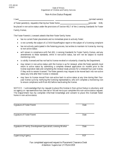 Form CFS452-B  Printable Pdf