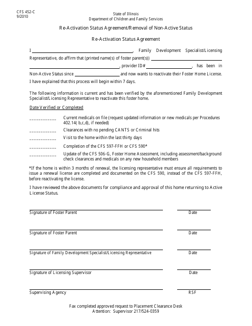 Form CFS452-C  Printable Pdf