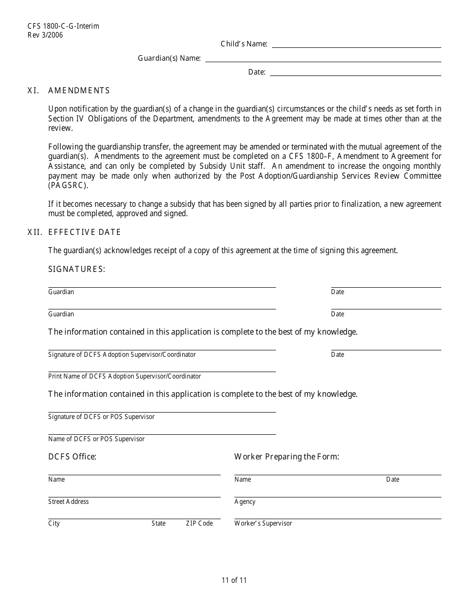 Form CFS1800-C-G-INTERIM Interim Subsidized Guardianship Agreement - Illinois, Page 11