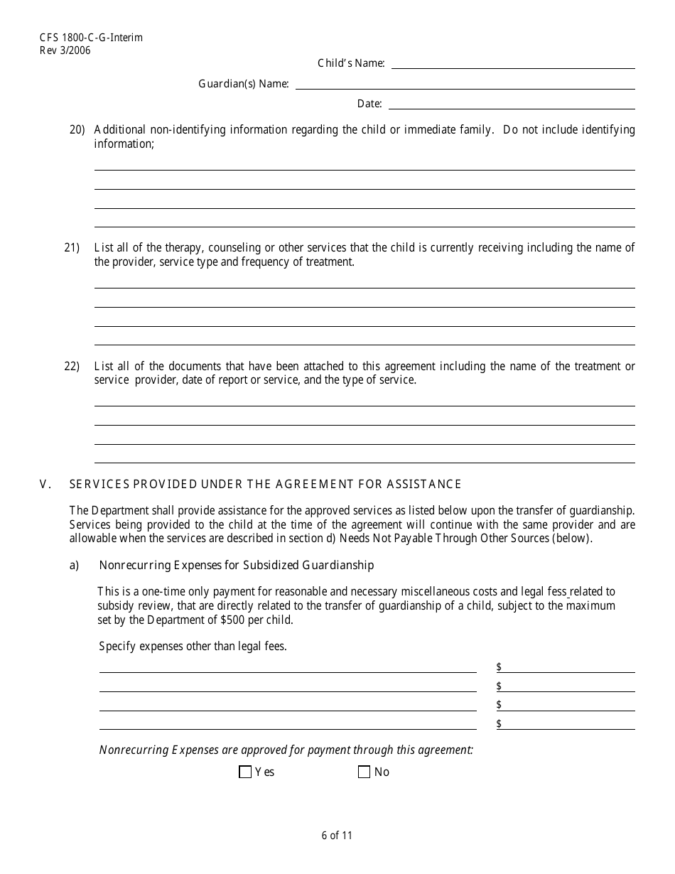 Form CFS1800-C-G-INTERIM Interim Subsidized Guardianship Agreement - Illinois, Page 6