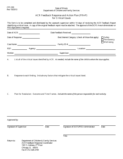 Form CFS230  Printable Pdf