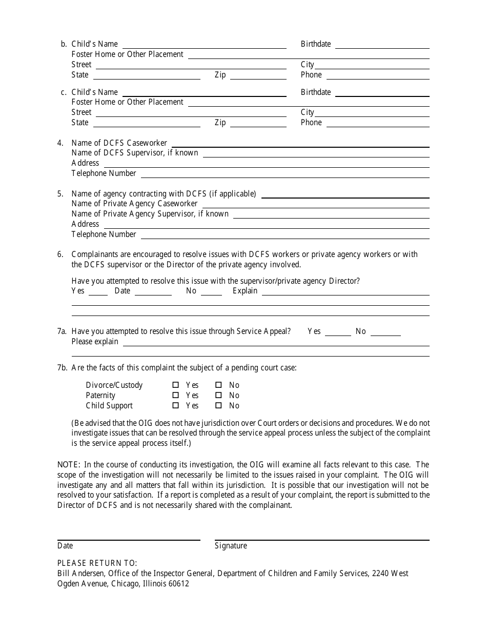 Illinois Request for Investigation - Fill Out, Sign Online and Download ...