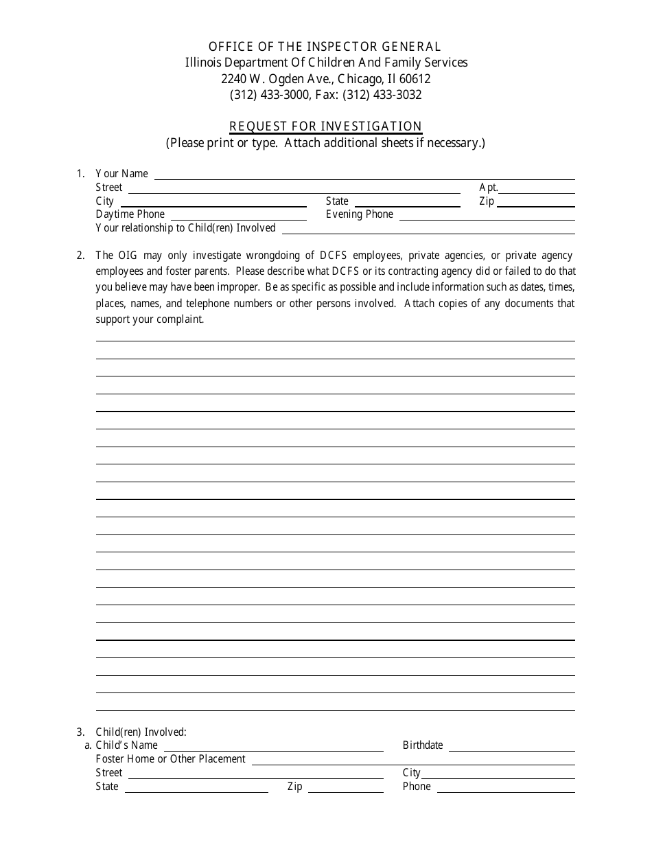 Illinois Request for Investigation - Fill Out, Sign Online and Download ...