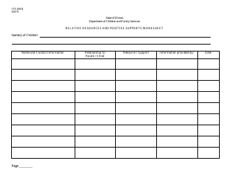 Form CFS458-B Relative Resource and Positive Supports Worksheet - Illinois