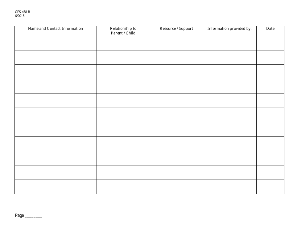 Form CFS458-B Relative Resource and Positive Supports Worksheet - Illinois, Page 2