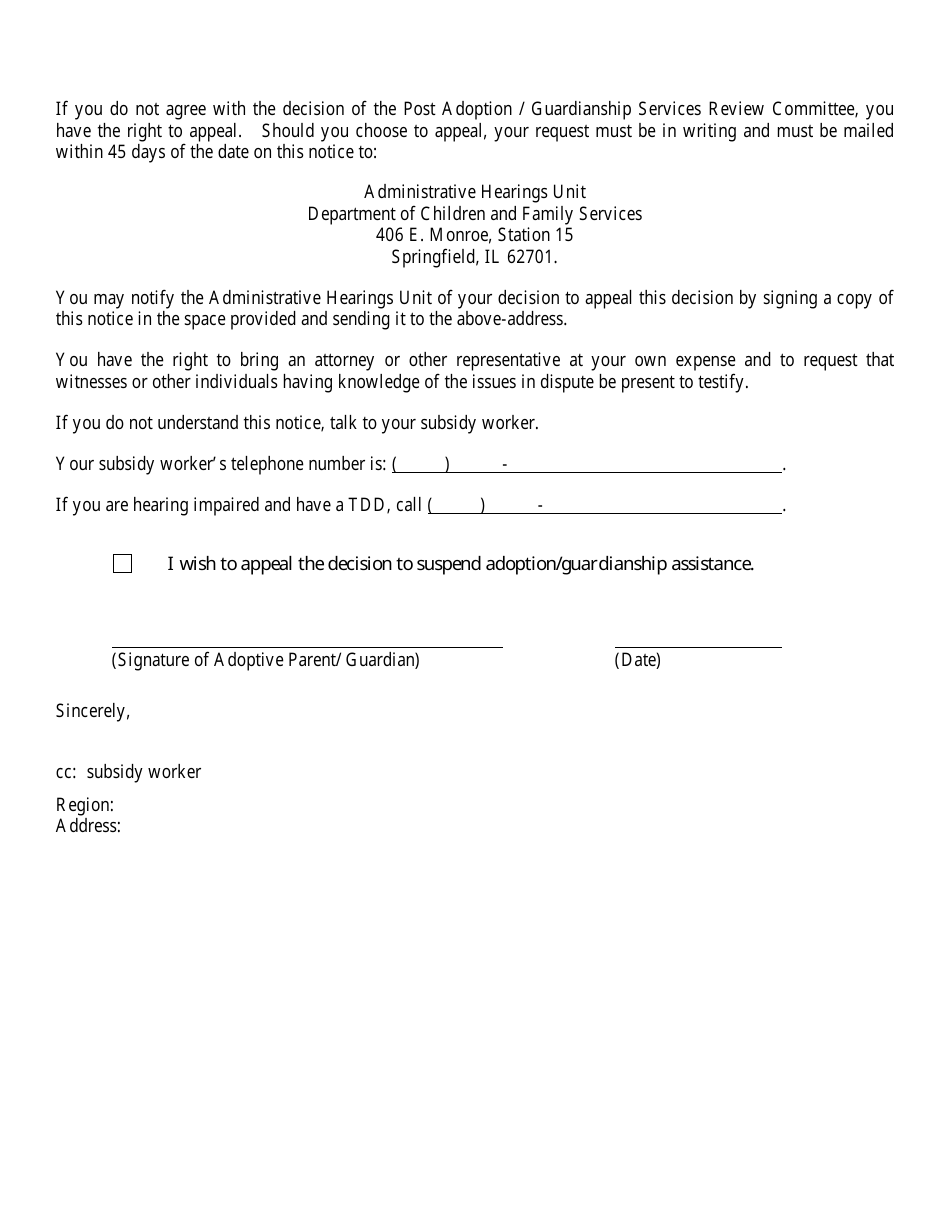 Form CFS1800-L Decision Letter Re Change in Childs Needs Circumstance - Illinois, Page 2