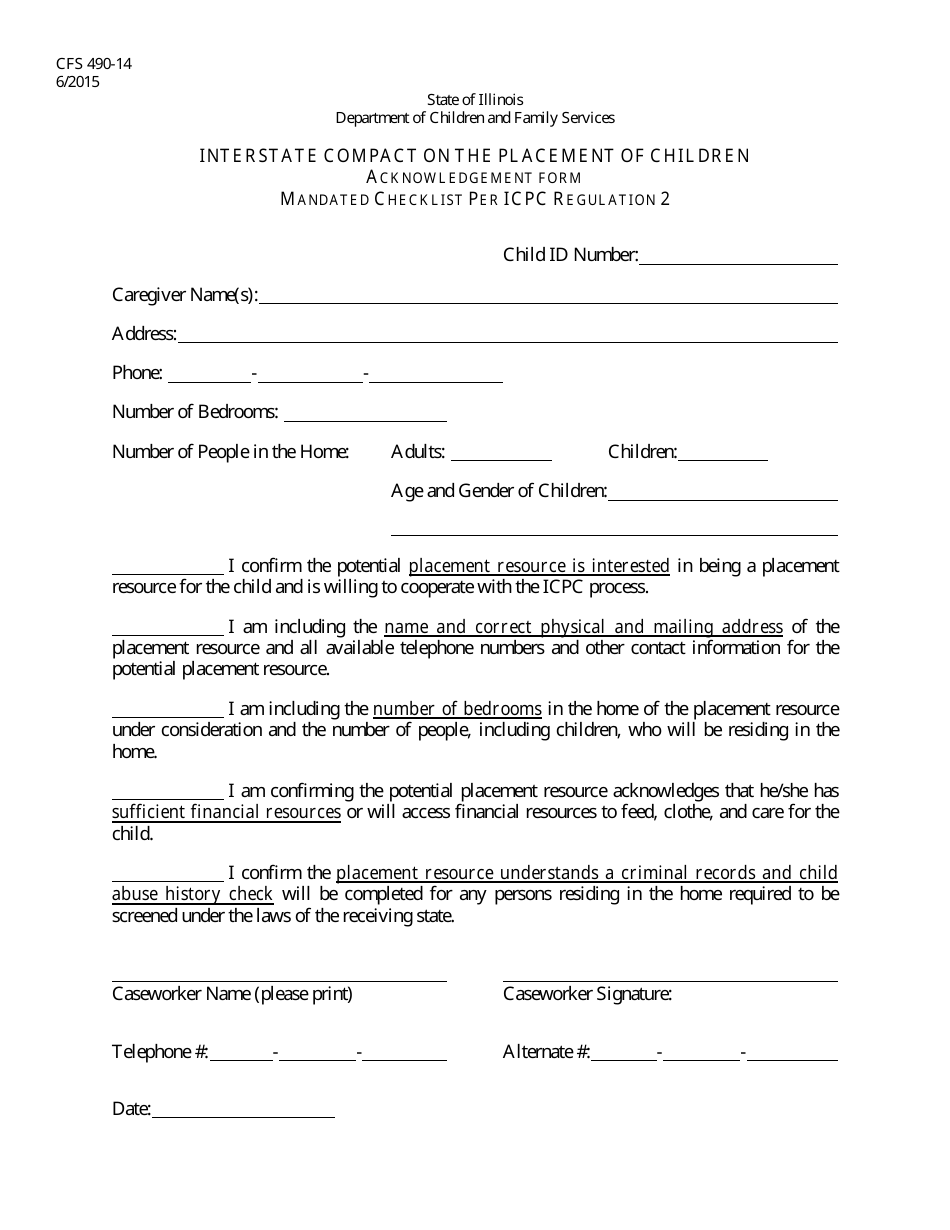 Form CFS490-14 - Fill Out, Sign Online and Download Fillable PDF ...