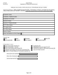 Form CFS307 &quot;Indian Child Welfare Advocacy Program Intake Form&quot; - Illinois