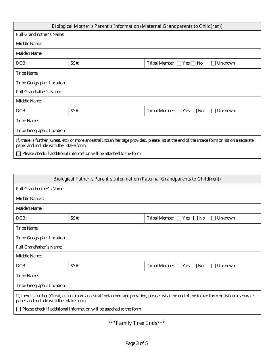 Form CFS307 Indian Child Welfare Advocacy Program Intake Form - Illinois, Page 3