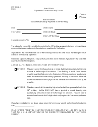 Form CFS1800-M-1 &quot;Notice of Intent to Discontinue Subsidy Payments on 18th Birthday&quot; - Illinois