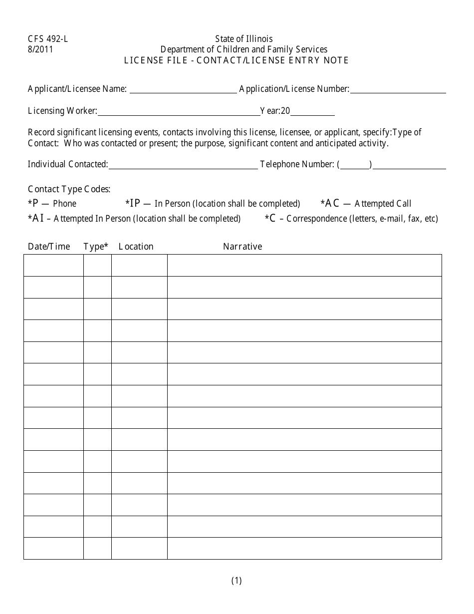 Cfs 432 Form.pdf Form CFS492-L - Fill Out, Sign Online and Download Fillable PDF ...