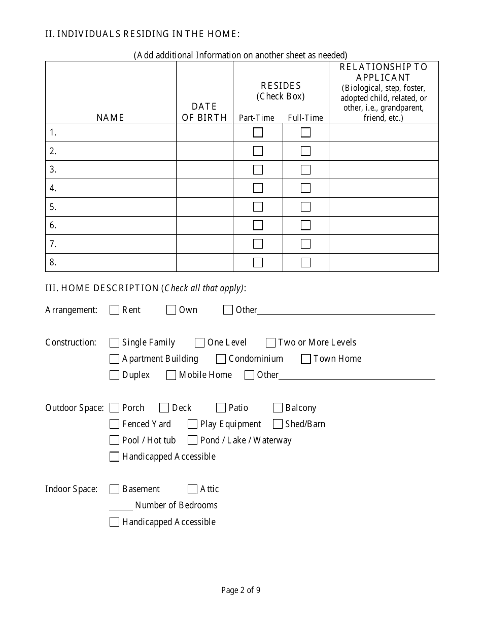 Form CFS506-A Foster Home Change of Address Licensing Assessment - Illinois, Page 2