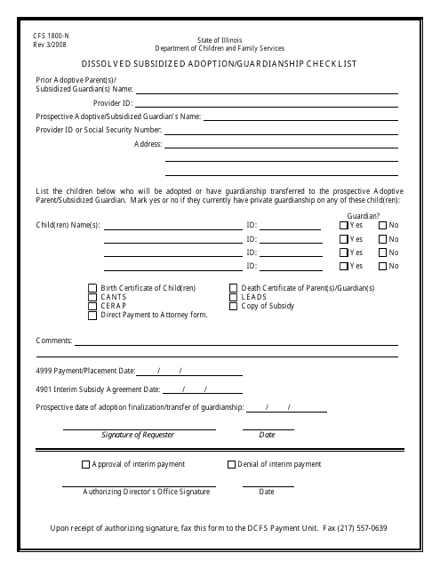 Form CFS1800-N  Printable Pdf