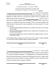 Form CFS731 &quot;Certification of Driver's License and Automotive Coverage&quot; - Illinois