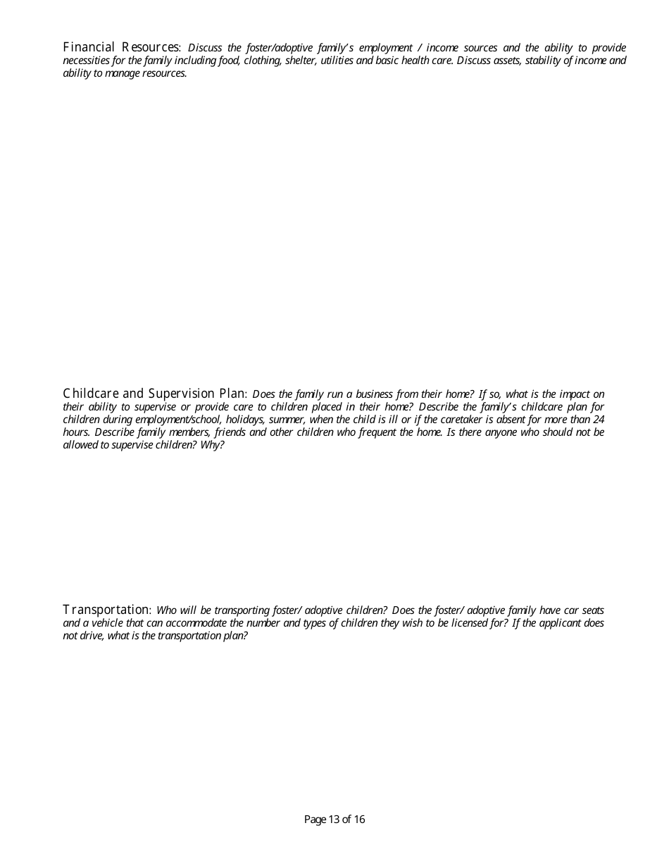 Form CFS506-I Initial Foster Home Licensing Assessment - Illinois, Page 13