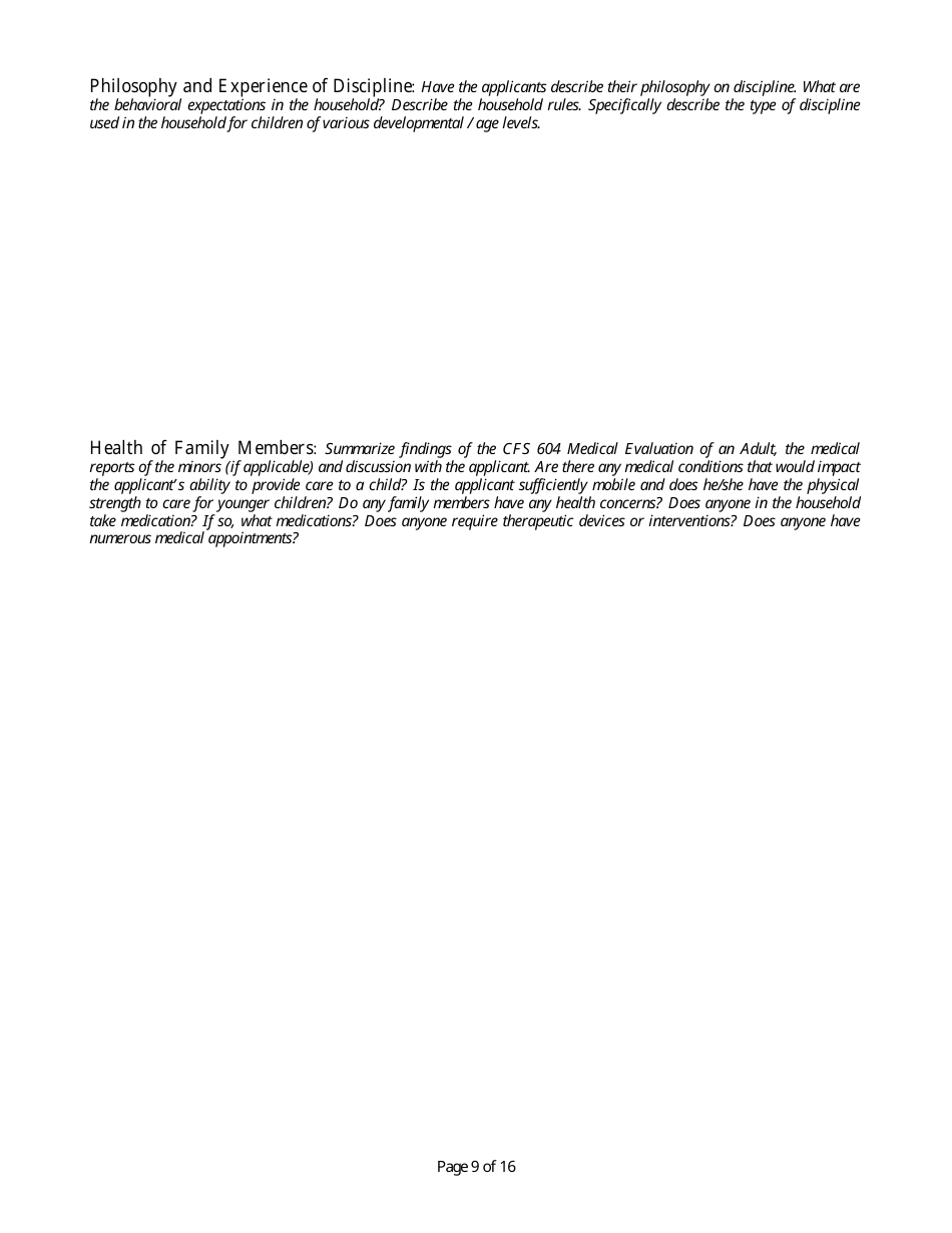 Form CFS506-I Initial Foster Home Licensing Assessment - Illinois, Page 9