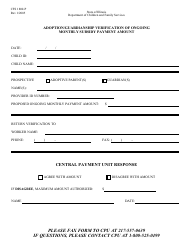 Document preview: Form CFS1800-P Adoption/Guardianship Verification of Ongoing Monthly Subsidy Payment Amount - Illinois