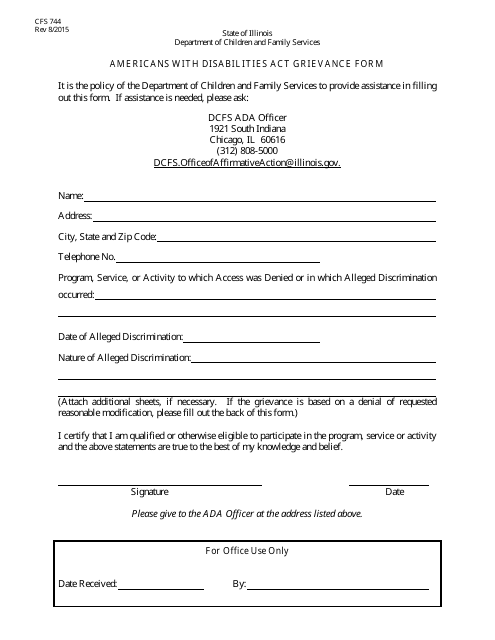 Form CFS744  Printable Pdf
