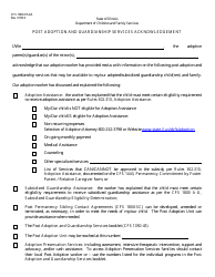 Document preview: Form CFS1800-PAGS Post Adoption and Guardianship Services Acknowledgement - Illinois