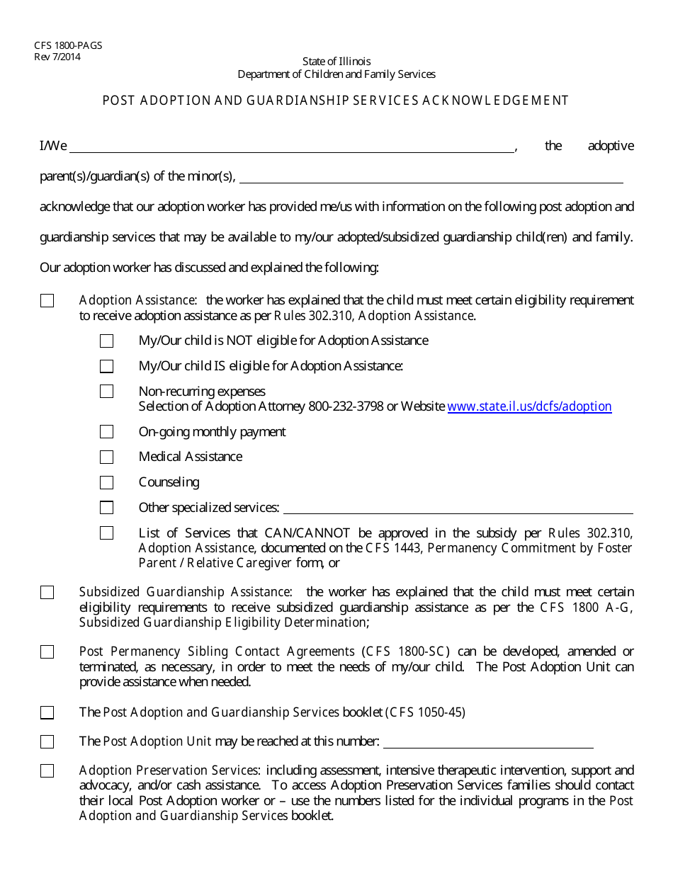 Fsr In Pags's Form Form CFS1800-PAGS - Fill Out, Sign Online and Download Fillable PDF ...