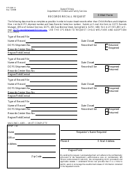 Document preview: Form CFS834-A Records Recall Request - Closed Records Other Than Child Welfare and Adoption Files - Illinois