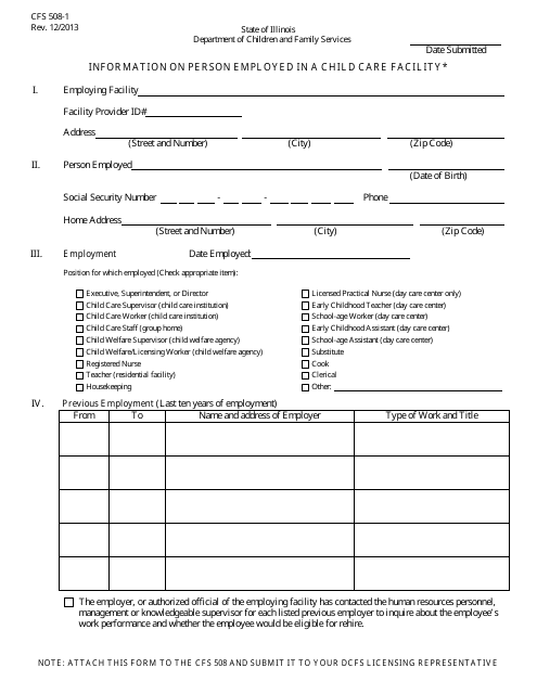 Form CFS508-1  Printable Pdf