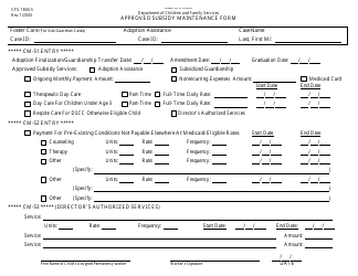 Document preview: Form CFS1800-S Approved Subsidy Maintenance Form - Illinois