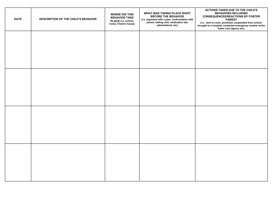 Form CFS534-1 Behavior Log - Illinois, Page 2