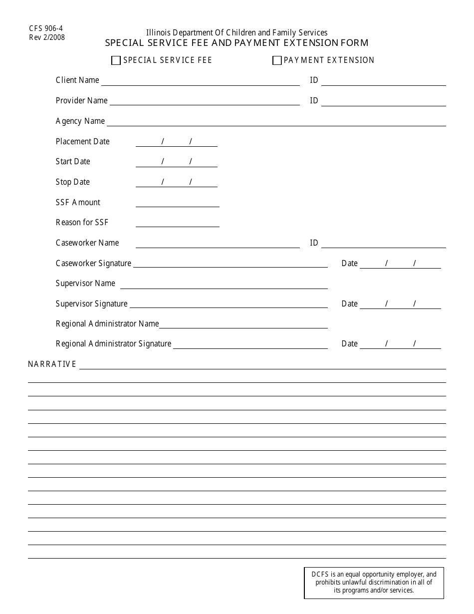 Form CFS906-4 Special Service Fee and Payment Extension Form - Illinois, Page 1