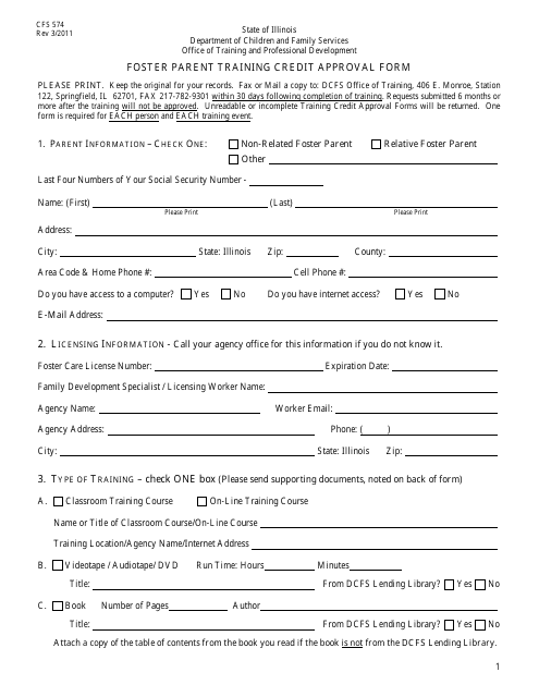 Form CFS574  Printable Pdf