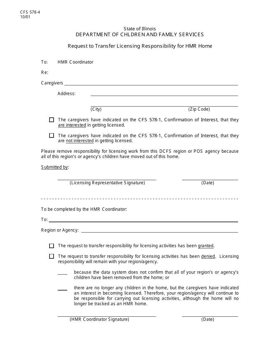 Form CFS578-4 - Fill Out, Sign Online and Download Fillable PDF ...