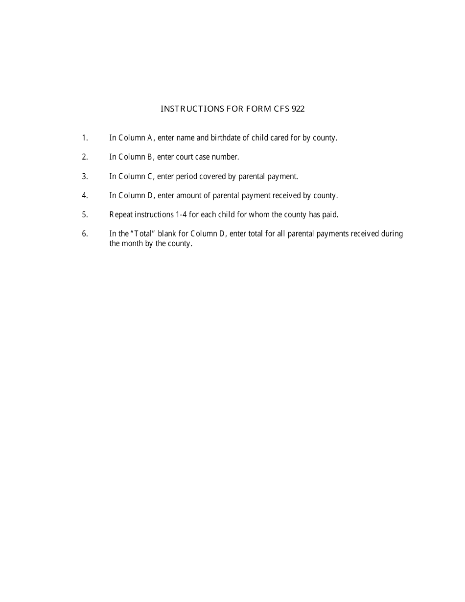 Form CFS922 Statement of Money Received County - Illinois, Page 2