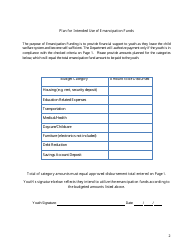 Form CFS374-1 Emancipation Funding Application and Disbursement Plan - Illinois, Page 2