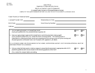 Document preview: Form CFS2012 Pre-placement Questionnaire - Illinois