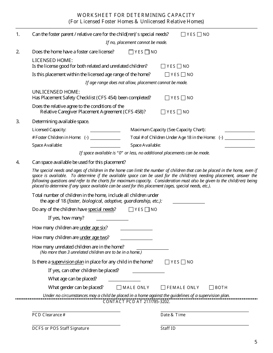 Form CFS2012 Pre-placement Questionnaire - Illinois, Page 5