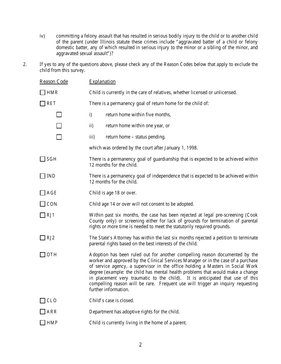 Form CFS387 Adoption and Safe Familes Act (Asfa) Survey for Administrative Case Review - Illinois, Page 2