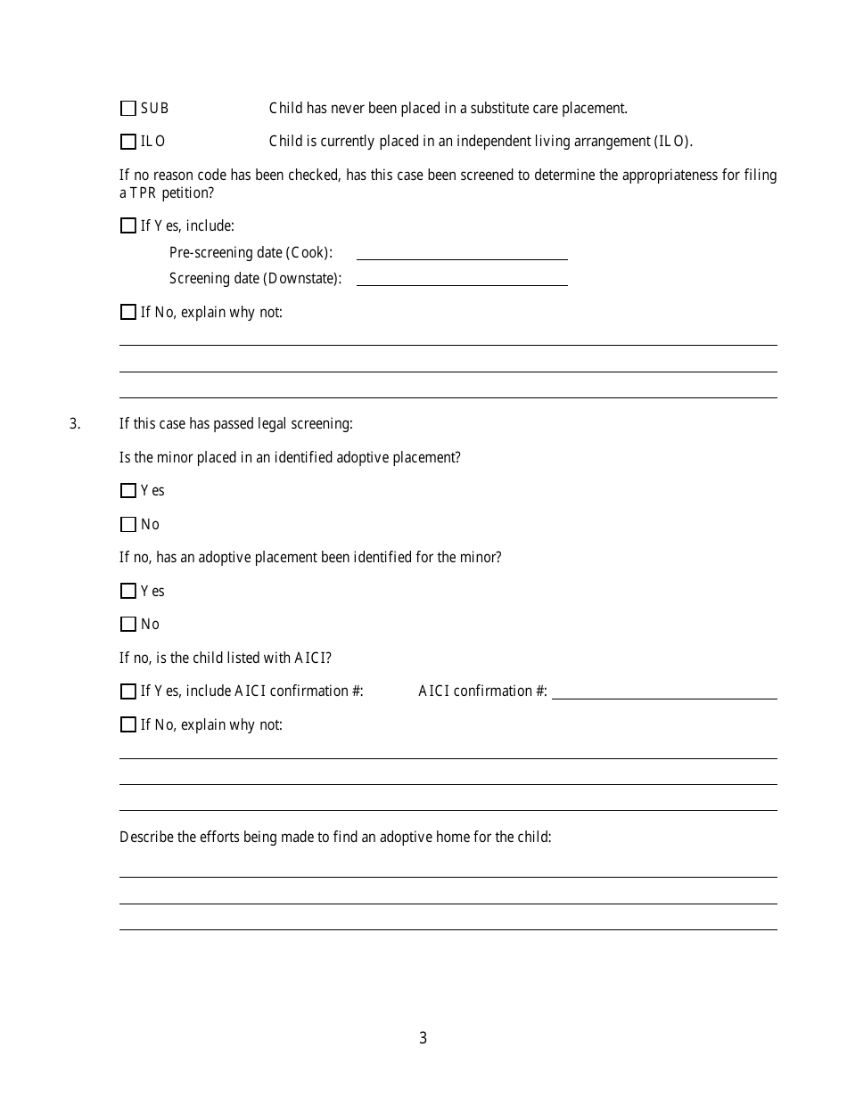 Form CFS387 Adoption and Safe Familes Act (Asfa) Survey for Administrative Case Review - Illinois, Page 3
