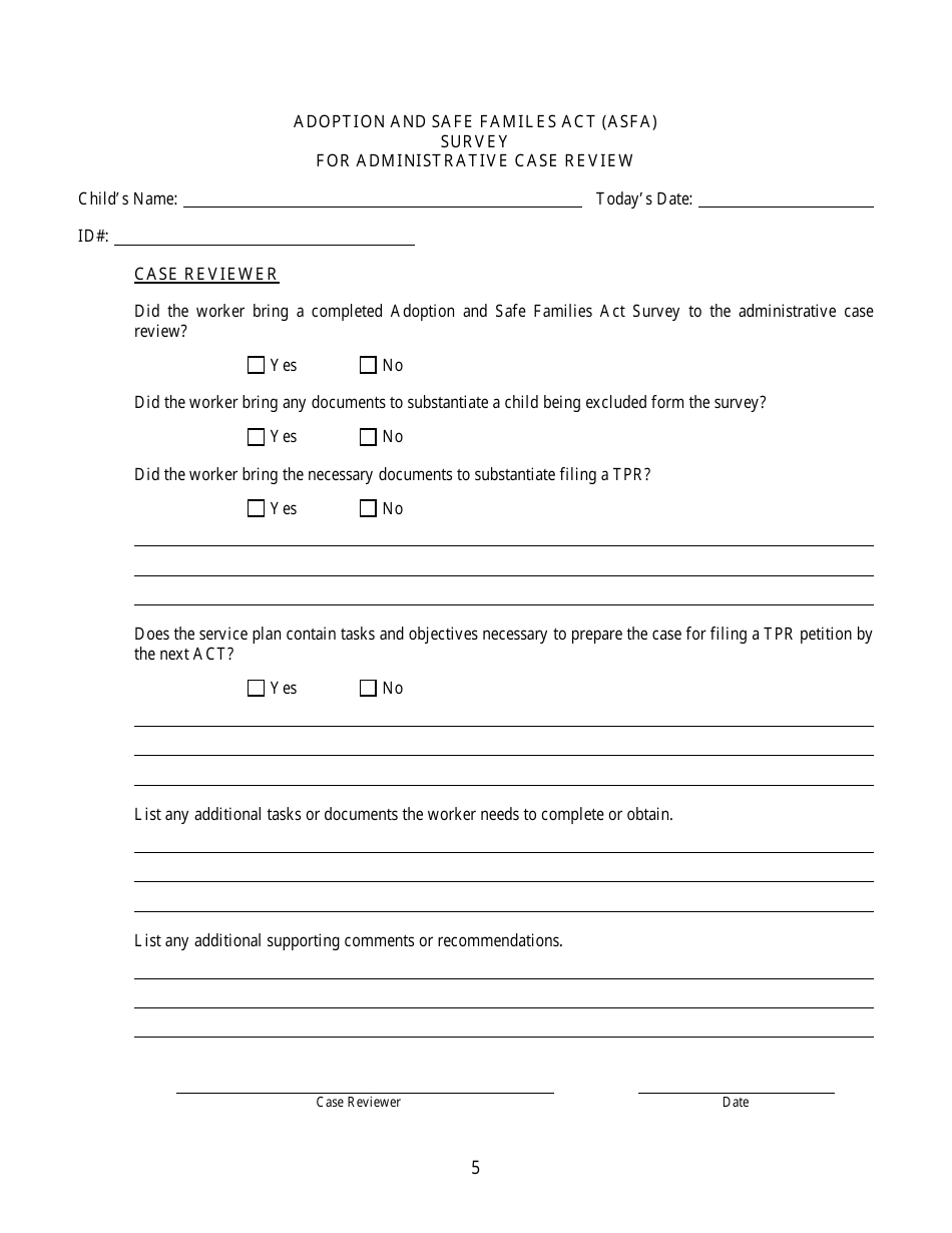 Form CFS387 Adoption and Safe Familes Act (Asfa) Survey for Administrative Case Review - Illinois, Page 5