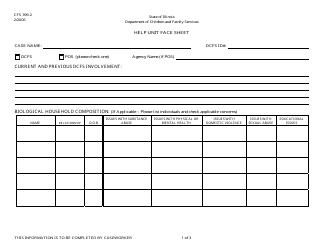 Form CFS399-2 Help Unit Face Sheet - Illinois