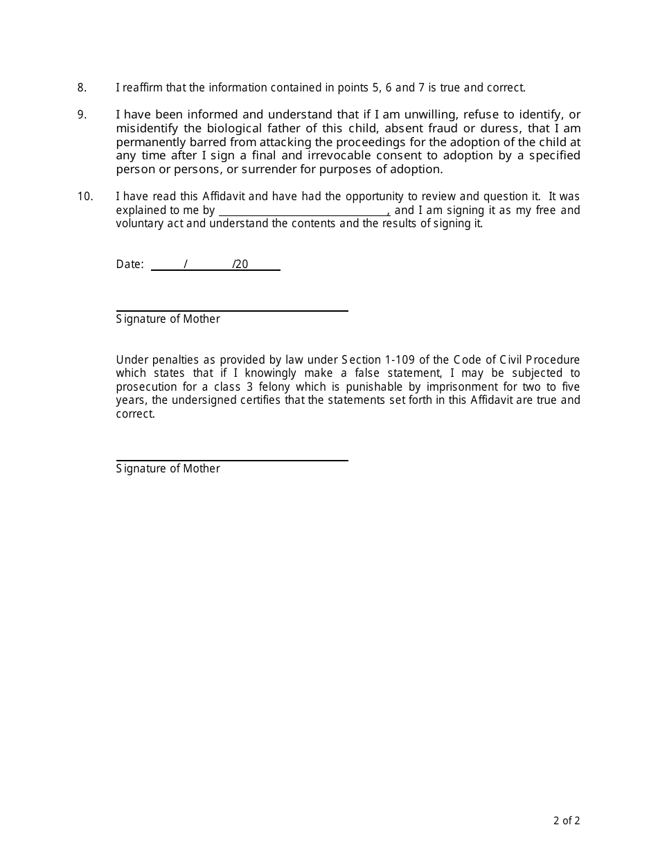 Form CFS403-B Affidavit of Identification - Illinois, Page 2