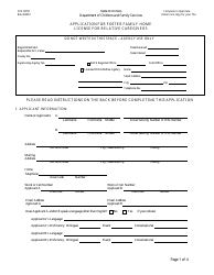 Form CFS597-R &quot;Application for Foster Family Home License for Relative Caregivers&quot; - Illinois