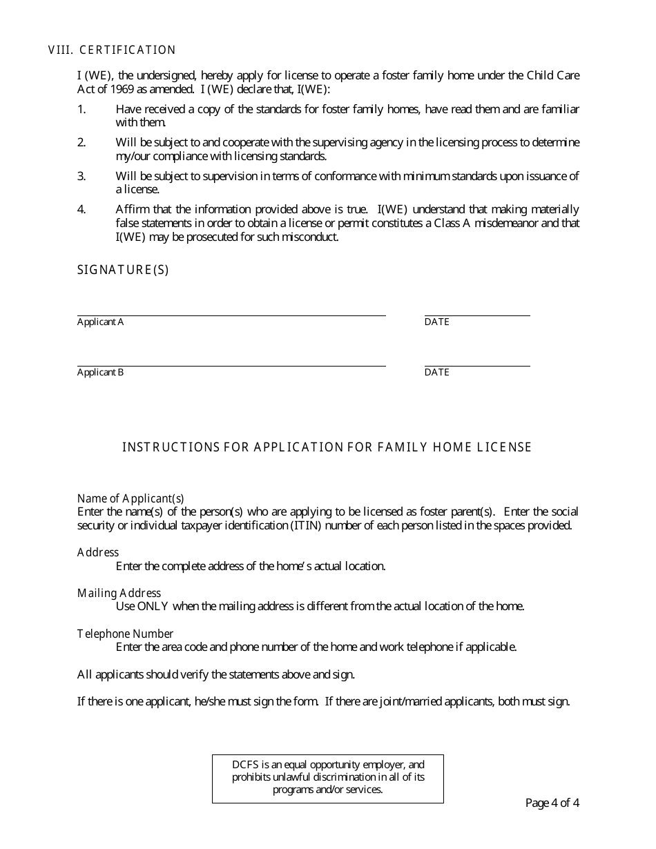 Form CFS597-R Application for Foster Family Home License for Relative Caregivers - Illinois, Page 4