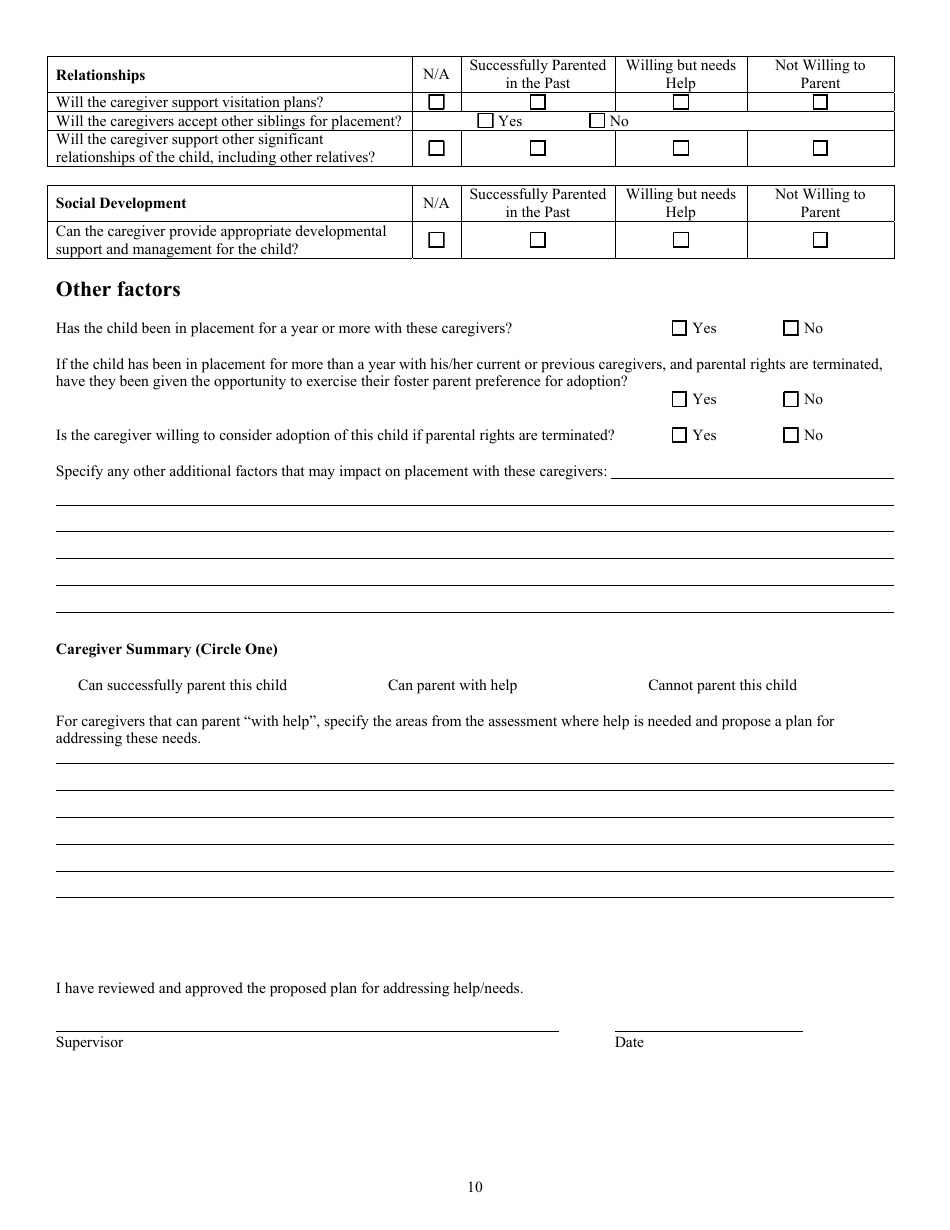 Form CFS2017 Child / Caregiver Matching Tool - Illinois, Page 10